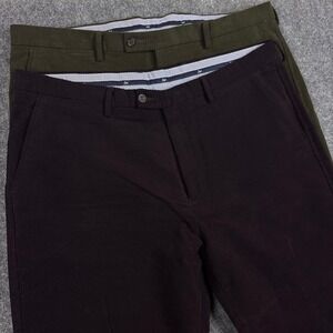 Samuel Windsor Mens 42x33 Cotton Chino Pants Lot 2 Burgundy Olive Green BVT7W